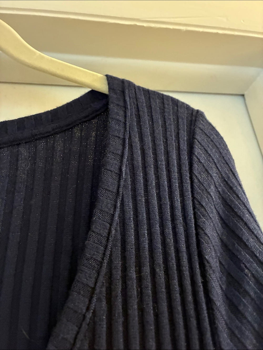 LOFT Navy Ribbed Scoop-Neck Midi Dress - Picture 3 of 3